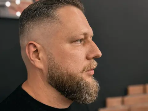 Krótki fade z dłuższą brodą — Gentlemen Barber Shop Sanok