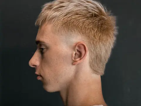 Blond crop z fade — Boske Barber Rzeszów