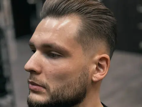 Zaczesana fryzura i zarost — Boske Barber Rzeszów